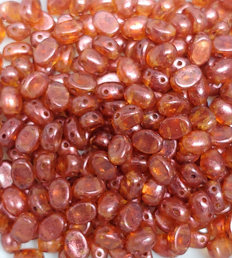 Samos® par Puca® Paris Crystal Copper Spotted, 2-Hole 5x7mm Czech Glass, 00030-65324-25 beads