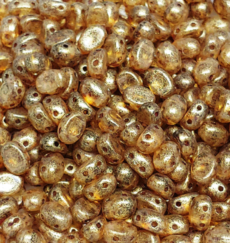 Samos® par Puca® Paris Crystal Gold Spotted, 2-Hole 5x7mm Czech Glass, 00030-65322-25 beads