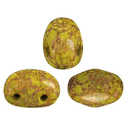 Samos® par Puca® Opaque Light Green Bronze, 2 Hole 5x7mm Czech Glass, 53120-15496-25 beads