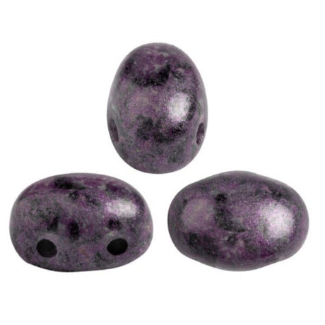 Samos® par Puca® Paris Metallic Mat Violet Spotted, 2 Hole 5x7mm Czech Glass, 23980-65327-25 beads