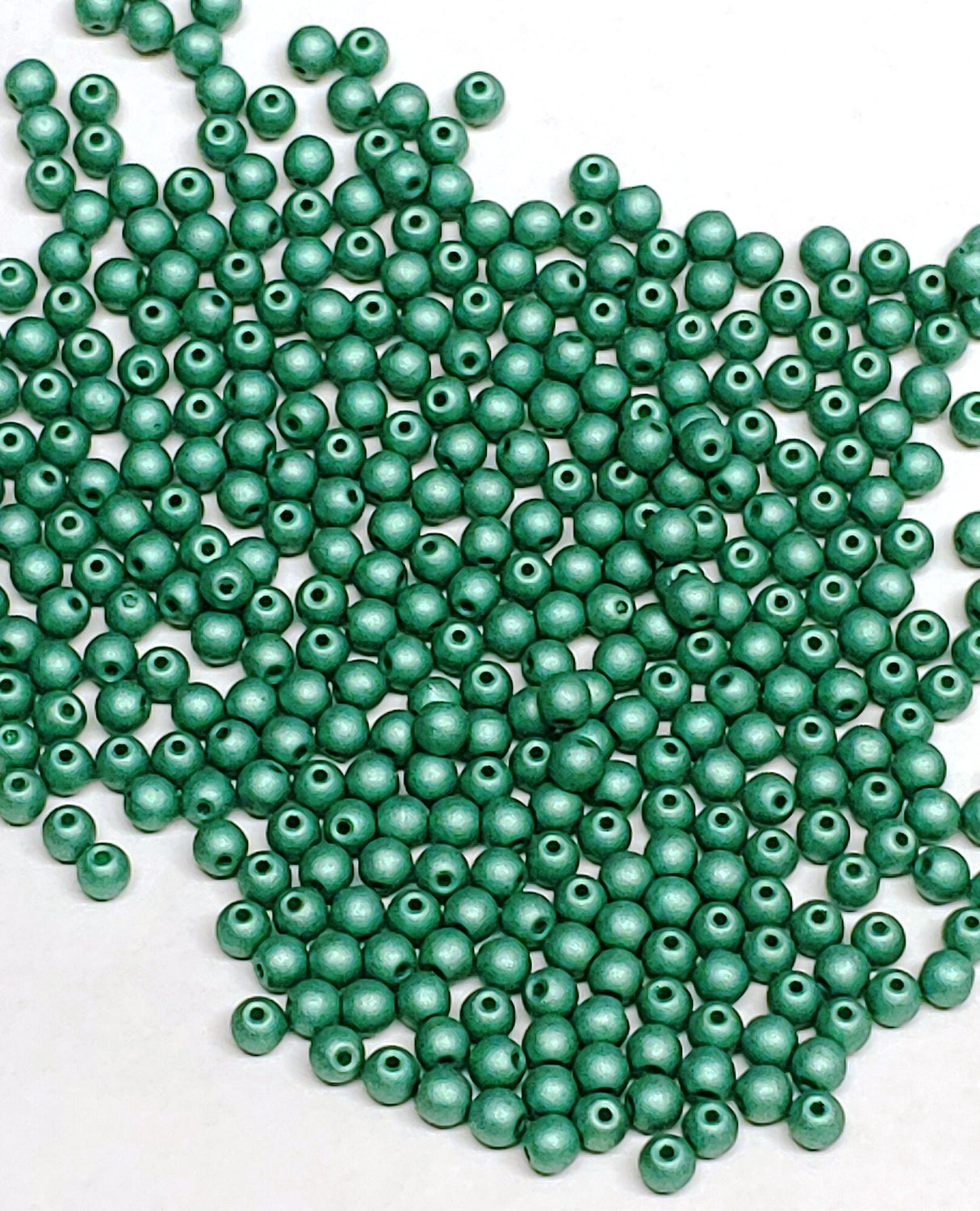 3mm Round Metallic Emerald, Czech Glass Beads, 29455-50 beads