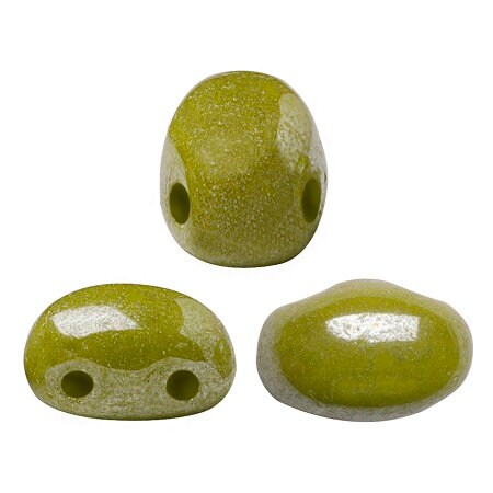 Samos® par Puca® Opaque Light Green Luster, 2 Hole 5x7mm Czech Glass, 25 beads