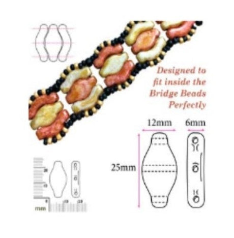 Navette Labrador, 3-Hole Czech Glass 6x12MM, 27000-20 Beads