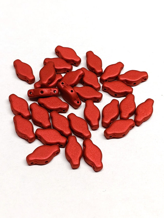 Navette Lava Red, 3-Hole Czech Glass 6x12MM, 01890-20 Beads,