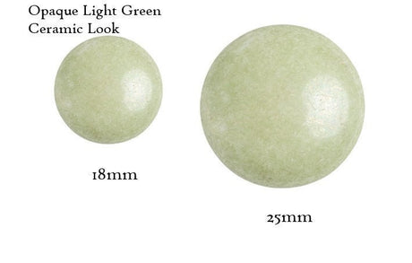 Cabochon Par Puca Paris, Opaque Light Green Ceramic 18mm or 25mm Czech glass, Qty 1