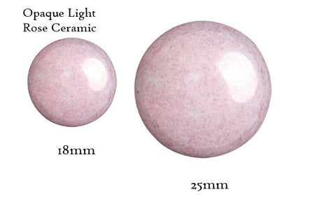 Cabochon Par Puca Paris, Opaque Light Rose Ceramic 18mm or 25mm Czech glass, Qty 1