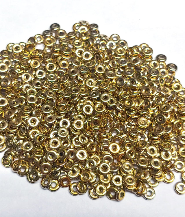 O Bead Full Dorado, 1X4MM Czech Glass 26440, 5 grams