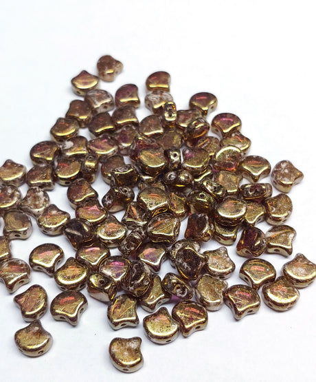 Ginko Bead Crystal Gleam Spread Glaze, 2-Hole Czech Glass 7.5x7.5mm, 8700030-65526-35 Beads