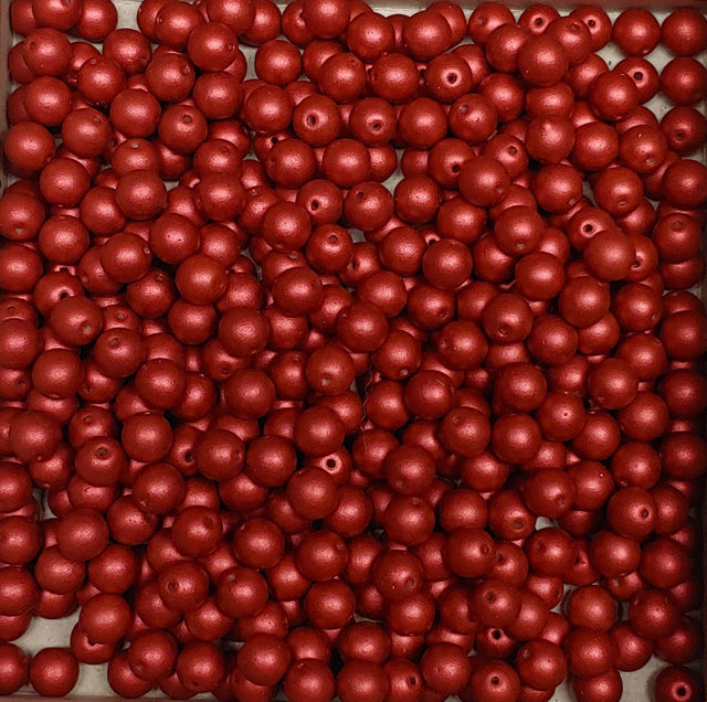 6mm Round Lava Red Glass Beads, 01890- 25 beads