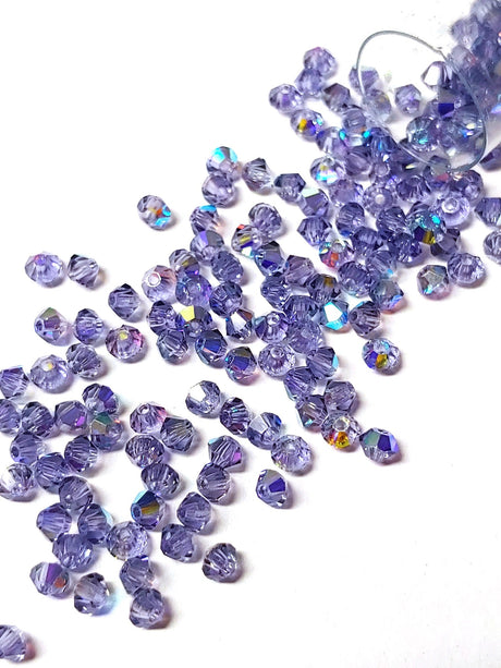 Preciosa 3mm Tanzanite AB, Crystal Bicone - 36 pieces