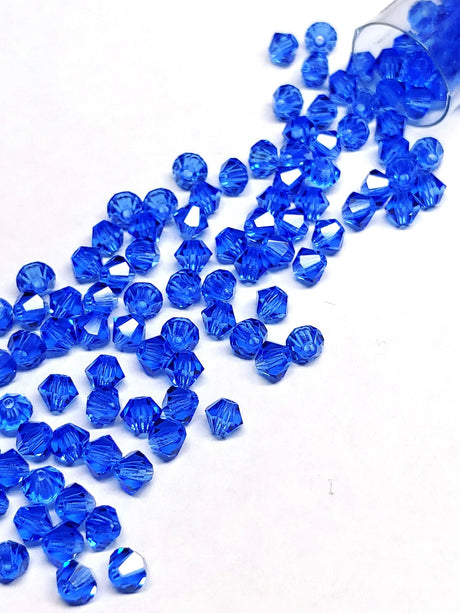 Preciosa 4mm Sapphire, Crystal Bicone - 36 pieces