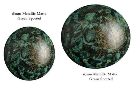 Cabochon Par Puca Paris, Metallic Matte Green Spotted 18mm or 25mm Czech glass, Qty 1