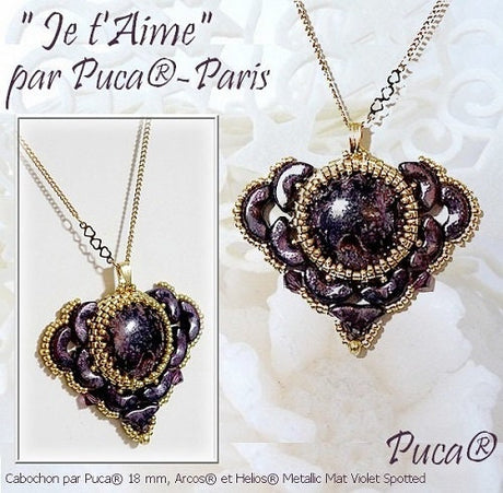 Cabochon Par Puca Paris, Metallic Matte Violet Spotted 18mm or 25mm Czech glass, Qty 1