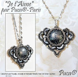 Cabochon Par Puca Paris, Metallic Matte Old Silver Spotted 18mm or 25mm Czech glass, Qty 1