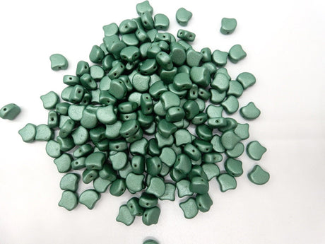 Ginko Bead Metallic Suede Light Green, 2-Hole Czech Glass 7.5x7.5mm, 23980-79051-35 Beads