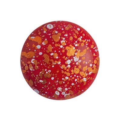 Cabochon Par Puca Paris, Opaque Coral Red Tweedy, 18mm Czech glass, Qty 1