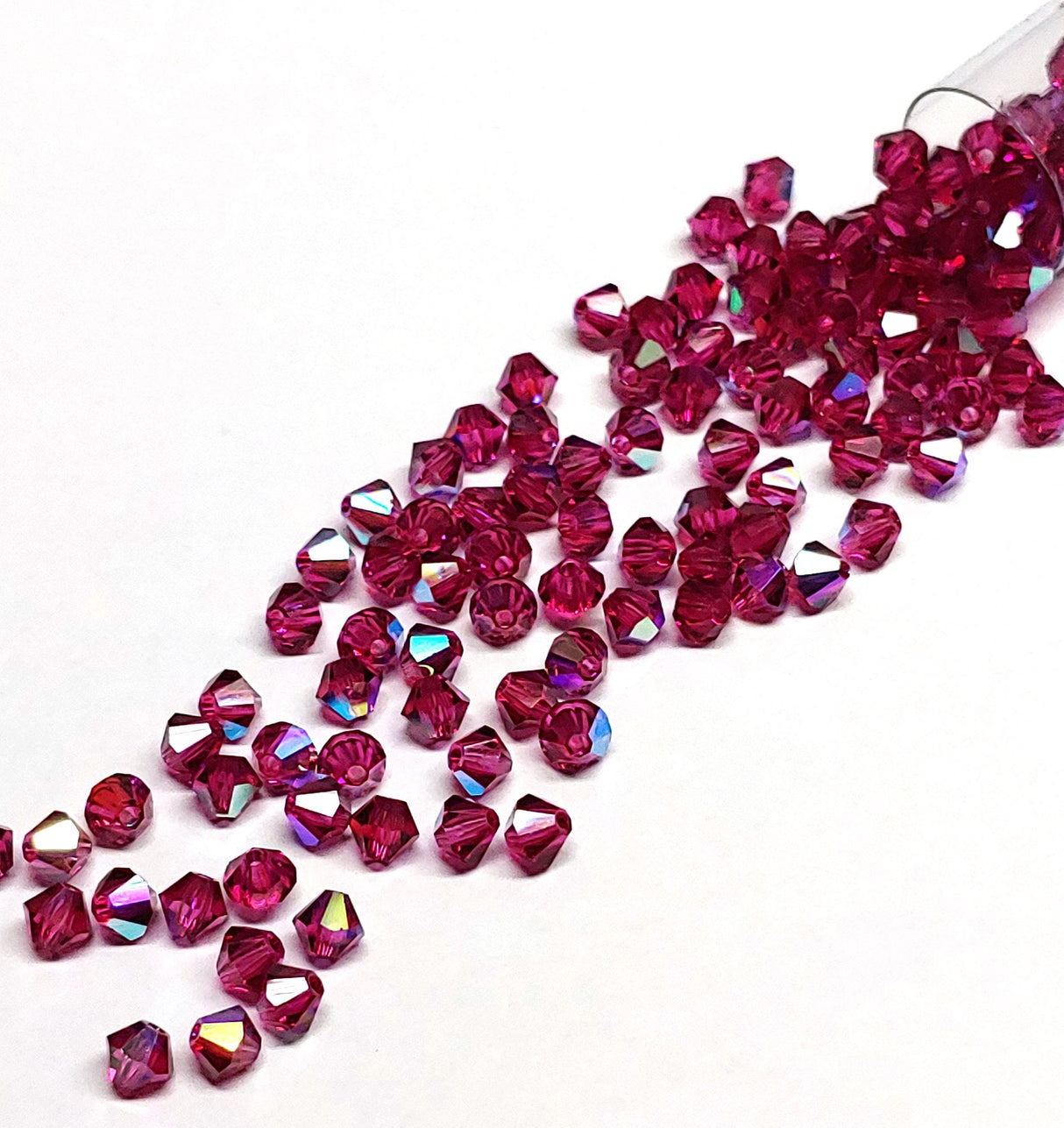 Preciosa 4mm Fuchsia AB, Crystal Bicone - 36 pieces