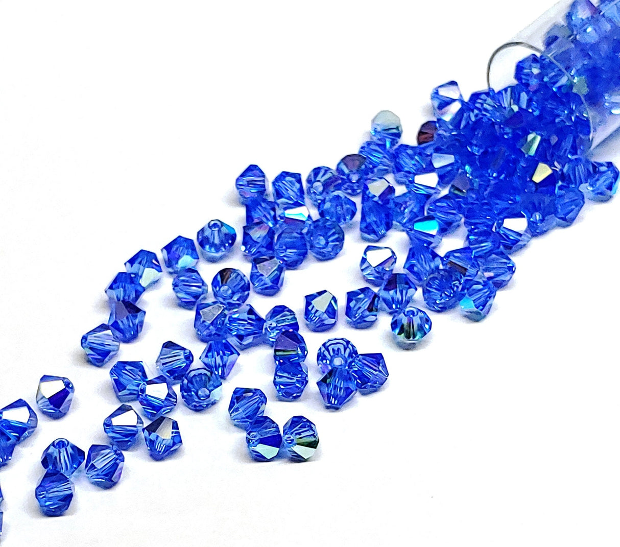 Preciosa 4mm Sapphire AB, Crystal Bicone - 36 pieces