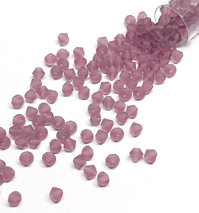 Preciosa 4mm Amethyst Matte, Crystal Bicone - 36 pieces