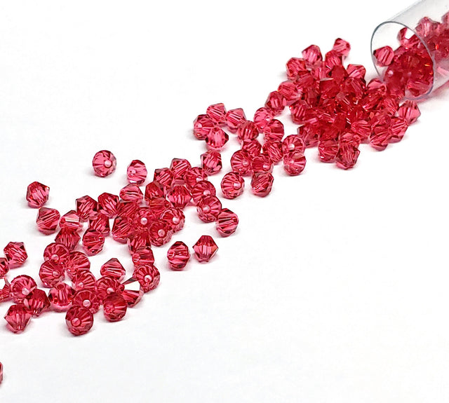 Preciosa 4mm Indian Pink, Crystal Bicone - 36 pieces