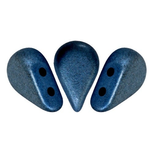 Amos par Puca Metallic Matte Dark Blue, 2-Hole Czech Glass 5x8mm, 23980-79032-30 beads