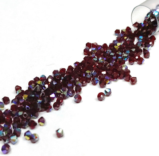 Preciosa 3mm Siam AB, Crystal Bicone - 36 beads