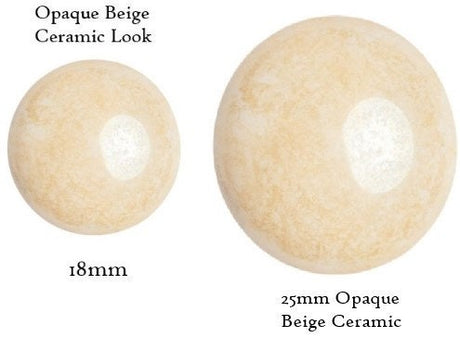 Cabochon Par Puca Paris, Opaque Beige Ceramic 18mm or 25mm Czech glass, Qty 1