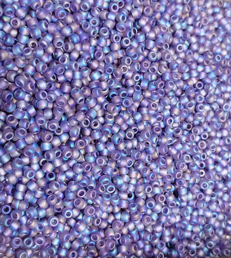 8/0 Toho Transparent Rainbow Frosted Lt Tanzanite, 166DF, Round Seed Bead 10 grams