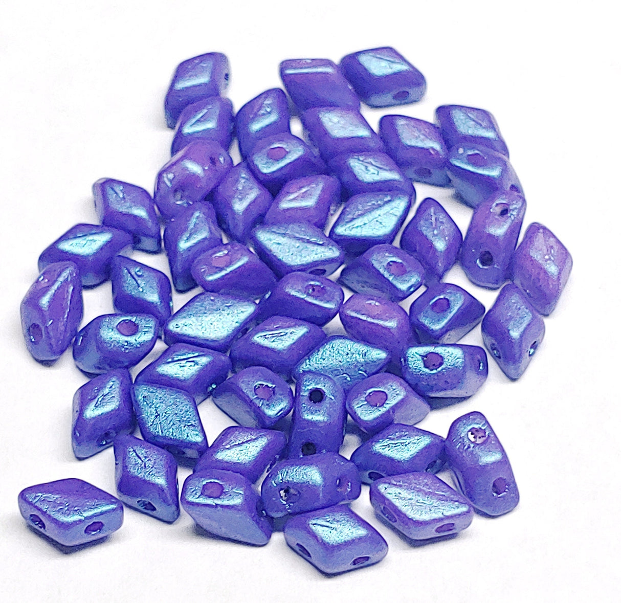 Mini GemDuo Tropical Blue Grape, 2-Hole Matubo Czech beads 6x4mm, 50 beads