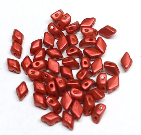 Mini GemDuo Chalk Lava Red, 2-Hole Matubo Czech beads 6x4mm, 50 beads