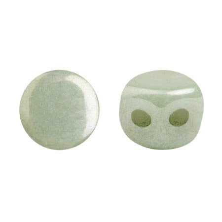 Kalos Par Puca Opaque Light Green Ceramic, 2 hole - 4MM Bead, 50 beads