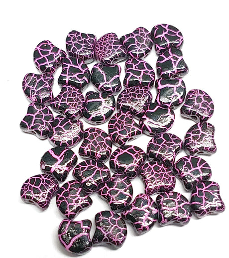 Clearance...Ionic Jet Pink Ginko Bead, 2-Hole Czech Glass 7.5x7.5mm, 24615-35 beads