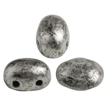 Samos® par Puca® Old Silver, 2 Hole 5x7mm Czech Glass, 23980-81002-25 beads