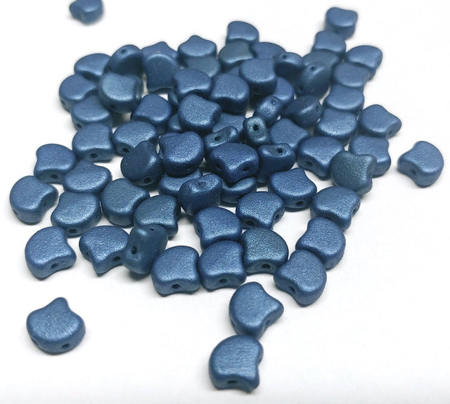 Ginko Bead Metallic Suede Blue, 2-Hole Czech Glass 7.5x7.5mm, 23980-79031 35 Beads