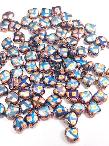 Ginko Bead Jet Blue Sun Cube, 2-Hole Czech Glass 7.5x7.5mm, 23980-27975CU-35 Beads