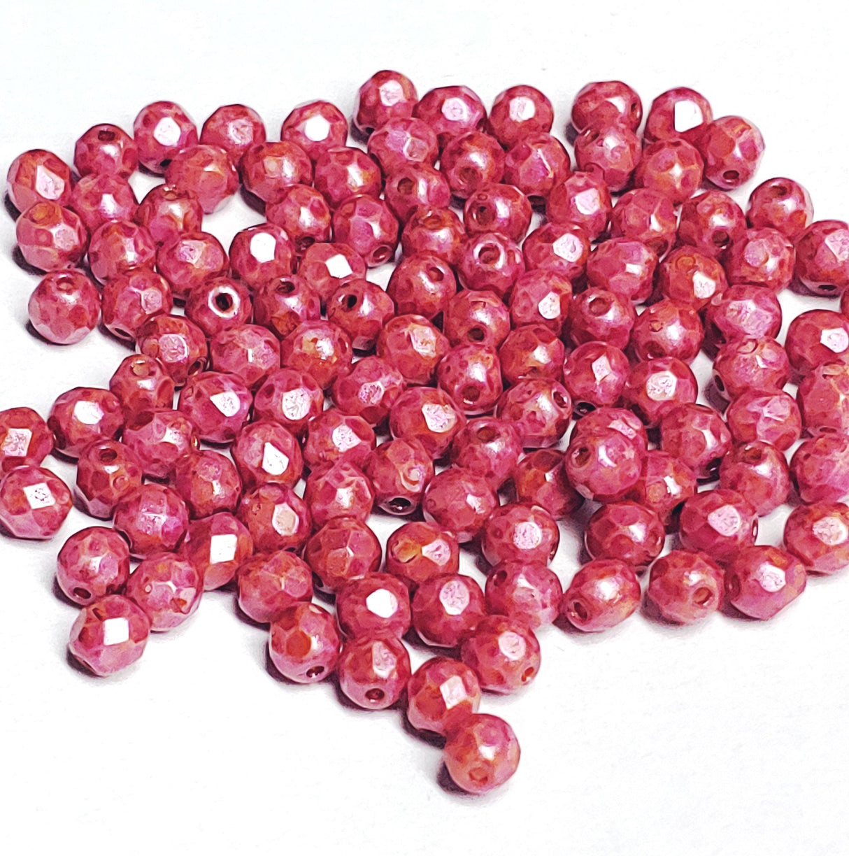 4mm Fire Polish Chili, Czech glass faceted round bead, 50 beads