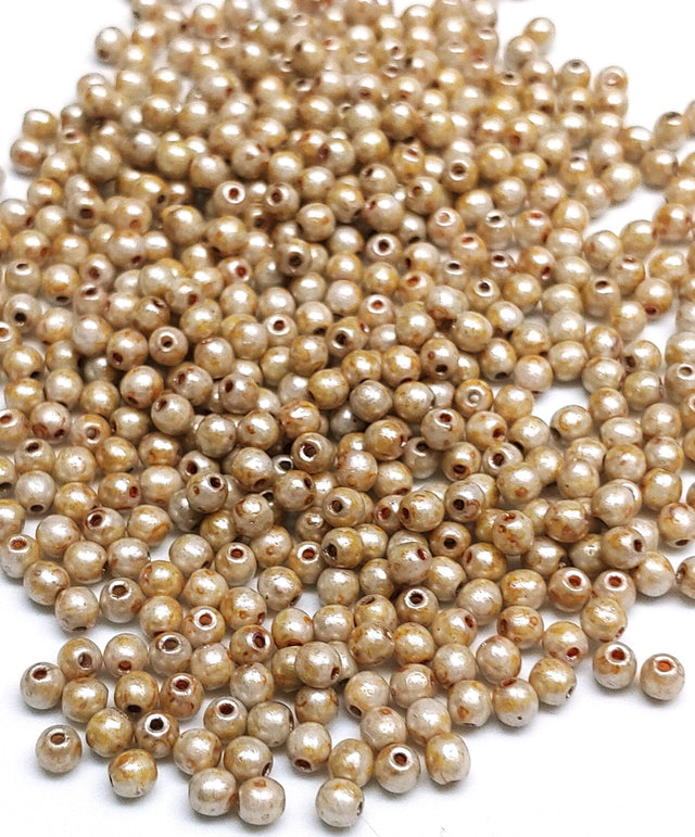 3mm Caraway, Round Czech Glass Bead, 50 beads