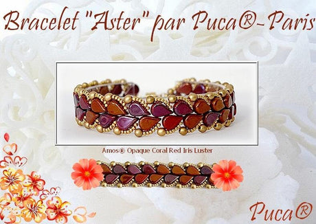 Amos par Puca Opaque Coral Red Iris Luster, 2-Hole Czech Glass 5x8mm, 93200-15780-30 Beads