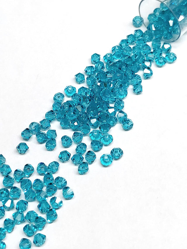 Preciosa 3mm Blue Zircon, Crystal Bicone - 36 pieces