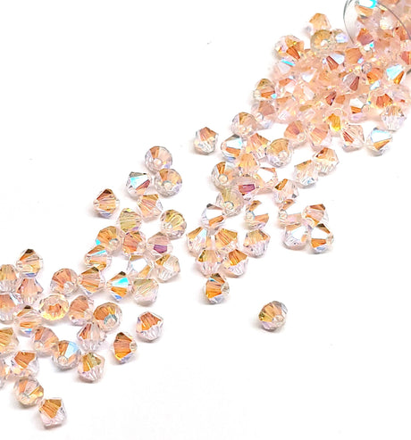 Preciosa 4mm Light Rose AB 2X, Crystal Bicone - 36 pieces