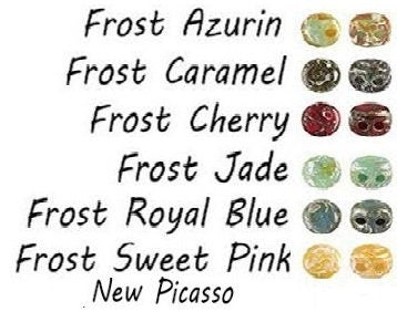 Kalos Frost New Picasso Finish, 2 hole - 4MM Bead, 5 grams, Frost New Picasso Collection par Puca, Choose your color