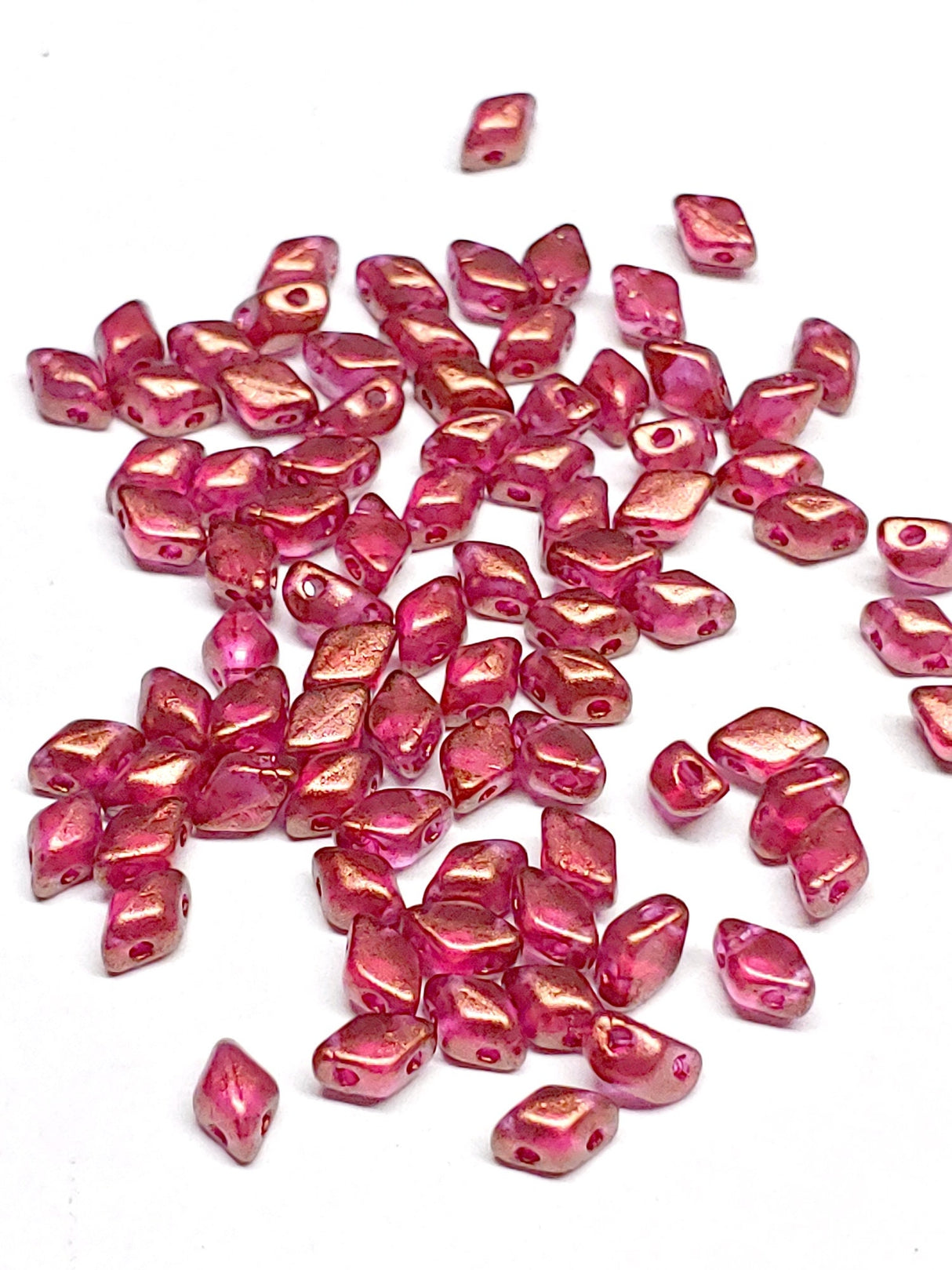 Mini GemDuo Halo French Rose, 2-Hole Matubo Czech beads 6x4mm, 50 beads