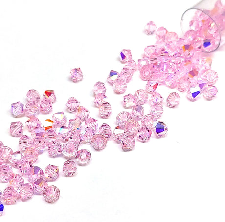 Preciosa 4mm Pink Sapphire AB, Crystal Bicone - 36 pieces