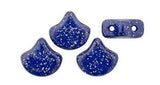 Ginko Bead Stardance Midnight Blue, 2-Hole Czech Glass 7.5x7.5mm, 254410-35 Beads