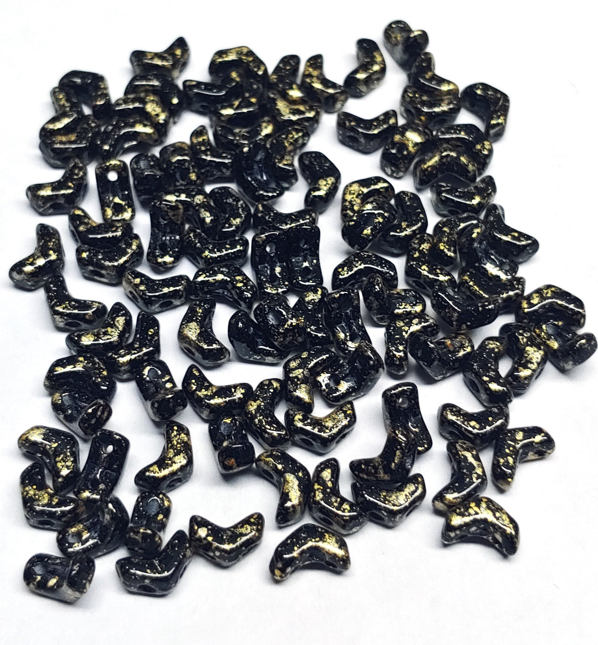 Mini Chevron Jet Splash, 2-Hole Czech Glass 6x2MM, 23980-94401-50 Beads