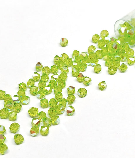 Preciosa 4mm Limecicle AB, Crystal Bicone, Czech Glass-30 Crystals