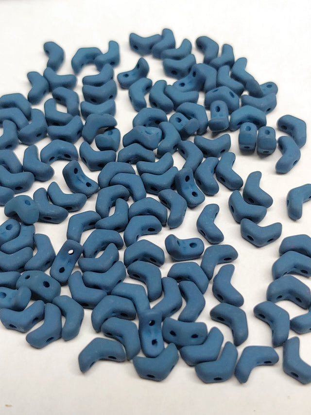 Mini Chevron Matte Velvet Dark Teal, 2-Hole Czech Glass 6x2MM, 02010-29530-50 Beads