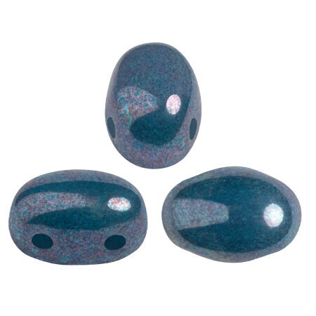 Samos® par Puca® Opaque Blue Turquoise Nebula, 2 Hole 5x7mm Czech Glass, 63030-15001-25 beads