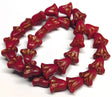 Lily Bead 9x10mm, Red Opaline w/Gold Wash, 10 Beads