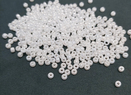 8/0 White Pearl Ceylon, Miyuki 420 Glass Seed Bead, 10 grams